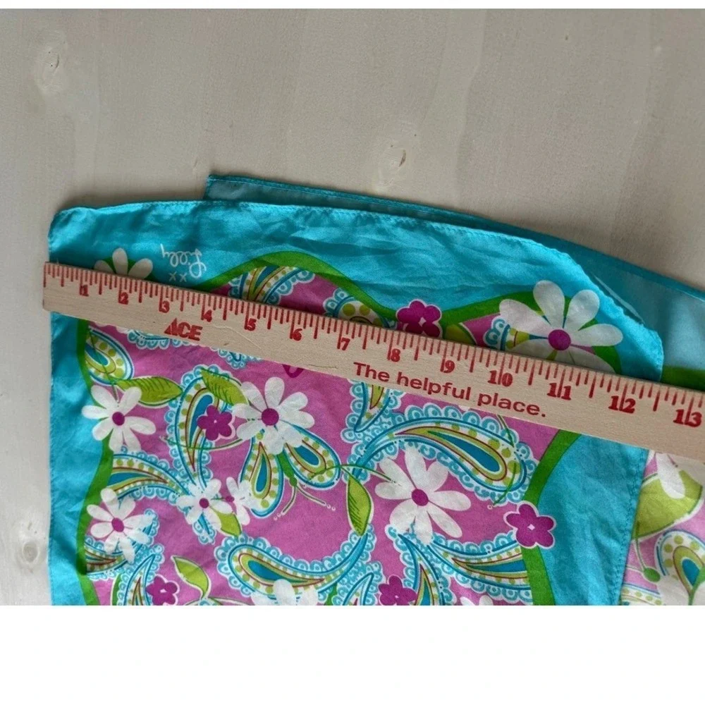 Lilly Pulitzer Ford VTG Silk Scarf Pink Blue Paisley Floral Breast Cancer Wrap